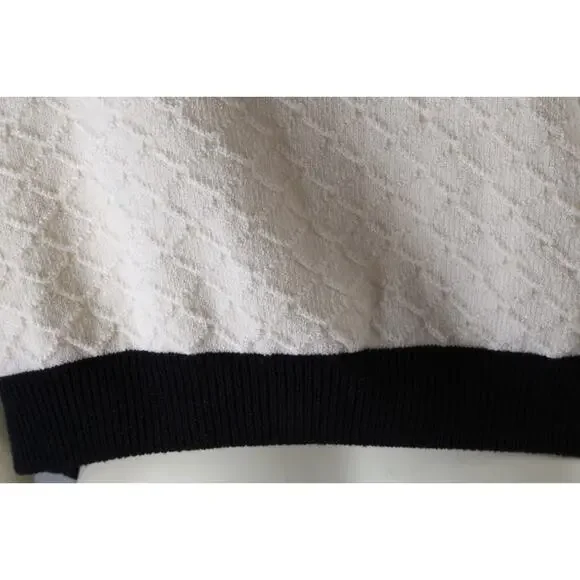 Vintage St. John Collection Knit Cardigan Ivory Black Trim Short Sleeve Size 6 - Picture 13 of 16